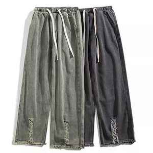 Pantalon de jogging en coton délavé pour homme, coupe oversize, style streetwear, pour la gym, l'entraînement, la course, respirant, décontracté, bas de tenue fitness - Product Image 1