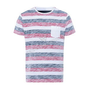 เสื้อยืดคอกลมคุณภาพสูง ผ้าฝ้าย 100% ลายทาง สำหรับผู้ชาย ทรงปกติ น้ำหนักเบา แห้งเร็ว ระบายอากาศได้ดี มีไซส์ใหญ่ - Product Image 2