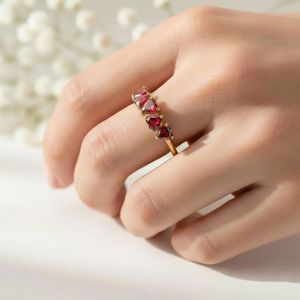 Handmade Red <b>Garnet</b> Heart Gemstone <b>Ring</b> Minimalist Promise <b>Ring</b> Sterling <b>Silver</b> Gold Filled Stackable Jewelry for Her - Product Image 5