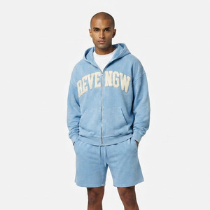 Conjunto de Sudadera y Pantalones Cortos de Felpa Oversize para Hombre, de Algodón Premium, Estilo Urbano Casual, Ajuste Holgado, Conjunto Jogger de Algodón - Product Image 1