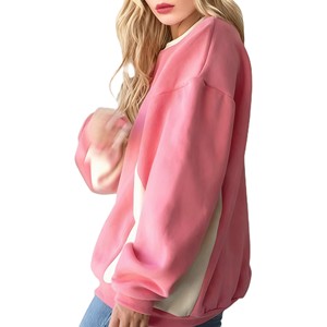 Trendy Color <b>Block</b> Oversized Crewneck Sweatshirts Heavyweight Cotton Fleece Drop Shoulder Hoodies OEM Private Label Sweatshirt - Product Image 4
