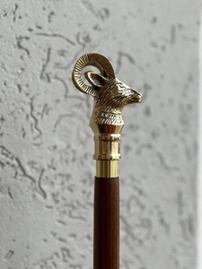 Bâtons de marche rustiques modernes en bois naturel écologique avec poignée en laiton poli, idéaux pour les cadeaux - Product Image 3