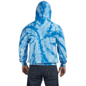 Sudadera con Capucha Unisex Personalizada con Estampado Tie Dye Azul Cielo 3D - Diseño Gráfico Espiral Ice Wash - Ropa Urbana de Invierno - Sudadera Casual de Felpa 100% Algodón - Product Image 3