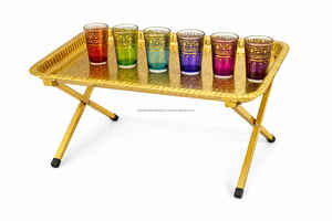 JM INTERNATIONAL JM-6772 Mesa de Centro Plegable Tradicional Marroquí de Acero Inoxidable Plateado para Muebles de Sala de Estar - Product Image 2