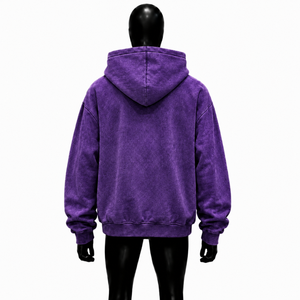 Sudadera con Capucha Oversize Morada con Estampado Gráfico, Estilo Urbano Vintage, con Diseño de Retrato Blanco, de Felpa de Algodón Pesado, en Oferta - Product Image 2