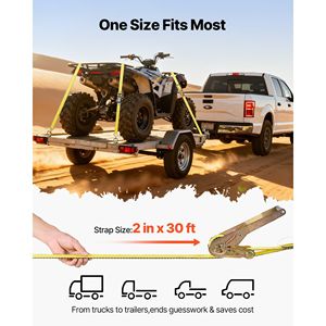 Cinghie di Fissaggio a Cricchetto Resistenti 2 x 30 Piedi con Doppio Gancio a J, Portata 10.000 Libbre, Borsa per il Trasporto e il Fissaggio di Oggetti - Product Image 3