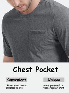 T-shirt de luxe pour homme, coupe classique, 210 g/m², grandes tailles, 61 % coton, séchage rapide, respirant, col rond, manches courtes, matière 100 % coton - Product Image 5