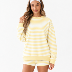 Oversized <b>Women</b>’s Casual Crew Neck <b>Short</b> Set <b>Long</b> Sleeve Pullover Sweatshirt Matching <b>Shorts</b> Two Piece Comfortable Everyday - Product Image 5