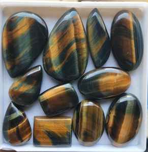 2025 lote al por mayor hecho a mano Natural Multi Ojo de Tigre cabujón varias formas tamaños 6mm altura del artículo joyería suelta piedras preciosas - Product Image 1