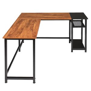 Scrivania per Computer Retrò Colorata e Nera 140cm, in Truciolato con Rivestimento in Triamina, a Forma di L ad Angolo Retto, Stile Vintage - Product Image 3