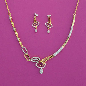 Grossistes de bijoux fantaisie en Inde, collier classique en diamant américain avec placage bicolore 443986 - Product Image 5