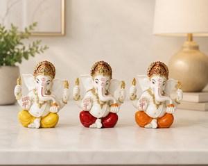 Statue de Ganesh Mukut multicolore artisanale Nirmala |   Statue de l'Idole du Seigneur Ganesha en Résine Colorée, Faite à la Main, Pièce Unique - Product Image 1