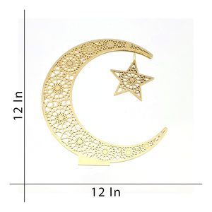 Décoration de l'Aïd : Panneau en bois en forme de lune (30 cm) – Art mural islamique pour la célébration du Ramadan Kareem et de l'Aïd – Panneau lune Ramadan Mubarak - Product Image 6