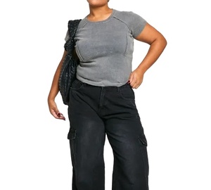 Service OEM T-shirt lavé à l'acide de haute qualité pour femmes, couleur unie, séchage rapide, anti-rétrécissement, vêtements d'été à manches courtes - Product Image 1