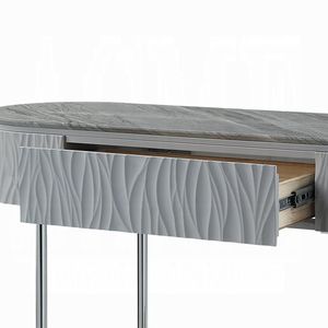 High Gloss Grey <b>Console</b> <b>Table</b> with Bottom Shelf Chrome Accent <b>Sofa</b> <b>Table</b> - Product Image 5