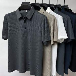 Men's Blue Star Printed Polo <b>Shirt</b> Short Sleeve Regular Fit Casual Style Oxford Fabric Woven Design - Product Image 4