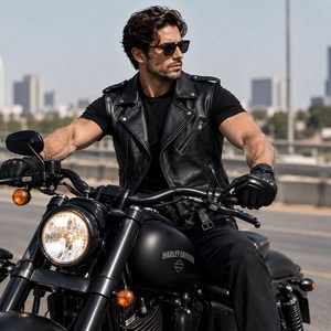 Men’s Black <b>Leather</b> Biker Vest, Motorcycle Vest, <b>Sleeveless</b> <b>Leather</b> <b>Jacket</b>, Punk Rock Vest, Streetwear Riding Vest, Gothic Vest - Product Image 4
