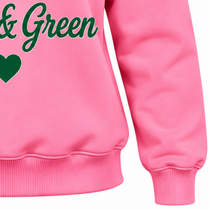 เสื้อสเวตเชิ้ตคอเต่า AKA Pink 1908 สำหรับผู้หญิง ปักลายตัวอักษรกรีก แขนยาว ชายเสื้อแบบริบ ทรงลำลอง - Product Image 4