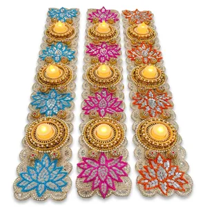 Tapisserie murale brodée florale, ensemble de 3 pièces, décoration bohème pour Diwali, salon, maison - Product Image 6