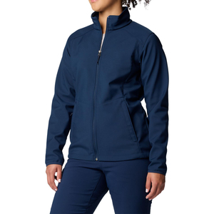 Chaqueta Cortavientos Azul Marino para Mujer, Manga Larga, Cierre de Cremallera, Cuello Alto, Estilo Casual, Color Sólido, Largo Regular, Forro Polar - Product Image 4
