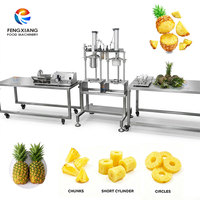 Ananas-ontdop-, -schil-, -ontpitter- en -snijmachine, ananasverwerkingsmachineset voor ananascilinders, -ringen en -blokjes