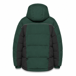 Modern Winter Puffer <b>Jacket</b> Hooded Contrast Design Warm Polyester Filling Custom Embroidered Logo Service Zipper Utility Pockets - Product Image 3