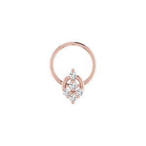 14K Or Marquise Floral Drop Design 0.06ct Diamant Naturel Nez Pin Fine Piercing Bijoux - Product Image 2