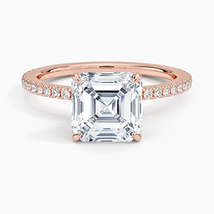 Anillo de Compromiso Solitario con Moissanita de Corte Asscher de 2 Quilates y Halo Oculto - Product Image 5