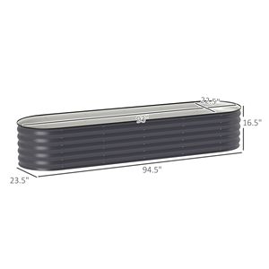 Kit per Aiuola Rialzata in Metallo Zincato Grigio Scuro 2,4m x 0,6m x 0,4m con Contenitore per Piante e Bordo di Sicurezza - Product Image 3