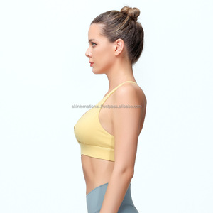 Wholesale High Support 100% Nylon <b>Cross</b> New Style Sports Bra with Crisscross Straps for Women Yoga & Running Summer Custom Logo - Product Image 3