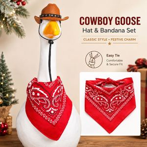 Western Porch Outfit Cowboy Hat <b>Bandana</b> <b>White</b> Goose Decor Set - Product Image 3