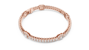 Conjunto de Pulsera de Diamantes Cultivados en Laboratorio con Corte Esmeralda y Halo, Chapado en Oro Rosa de 18K y Rodio, Certificado, de Lujo, para Uso Diario, para Mujer - Product Image 2