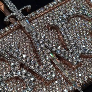 Colgante de Dos Tonos con Nombre Personalizado para Hombre, Estilo Hip Hop, Plata 925 de Alta Calidad, con Diamantes de Imitación Moissanite, Marca Rapper Bust Down - Product Image 3