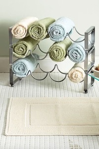 <b>Standing</b> Iron <b>Towel</b> <b>Rack</b> with Storage Basket for Bathroom <b>Towels</b> and Linens, Traditional Style Multifunctional Organizer - Product Image 5