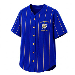 ซิกมาแกมมาโร โซโรริตี้เสื้อเบสบอลลายทางสีน้ำเงินสำหรับผู้หญิง เสื้อเชิ้ตแขนสั้นติดกระดุม เสื้อลำลองแฟชั่นสำหรับผู้หญิง - Product Image 2
