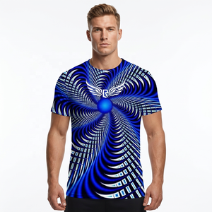 Camiseta Azul de Manga Corta para Hombre con Logotipo de Alas, Cuello Redondo, Diseño Casual, Corte Regular, Teñido con Hilo, 100% Algodón - Product Image 6