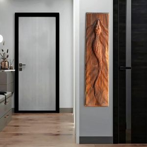 Handmade Wooden Alligator Wall <b>Plaque</b> Carved Animal Art Rustic Home Decoration - Product Image 3