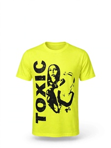 T-shirt graphique personnalisé jaune fluo, style vintage vieilli, imprimé Toxic, coupe ajustée, en coton jersey respirant, manches courtes - Product Image 1