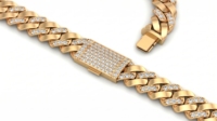 Pulsera Clásica Unisex con Diamante Natural de Corte Brillante Redondo, Chapada en Oro de 18K para Compromiso y Boda - Múltiples Opciones de Metal