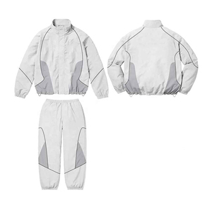 Ensemble de survêtement décontracté deux pièces pour homme, coupe courte, respirant, léger, 100 % coton, coupe-vent, haute qualité - Product Image 6
