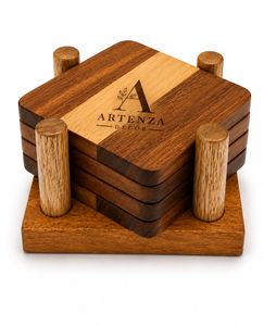 Luxury Wooden <b>Coaster</b> <b>Set</b> with Sublimation MDF Holder 5mm Thick Square Drink <b>Coasters</b> Eco-Friendly Table Mats for Home Hotel Use - Product Image 2