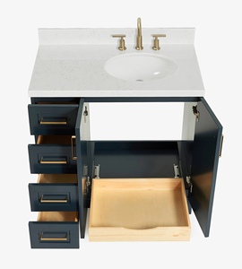 Meuble sous-vasque de salle de bain Quartus 36 pouces à étiquette privée, avec vasque décalée à droite, 4 options de finition, vente en gros, usine du Vietnam - Product Image 5