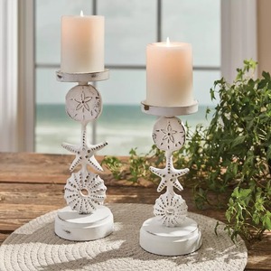 Candelabro Blanco con Diseño de Estrella de Mar y Conchas para Decoración del Hogar - Product Image 4