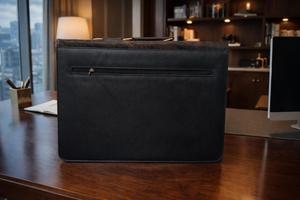 Sac bandoulière en cuir véritable avec fourrure de vache véritable pour homme, élégant porte-documents professionnel personnalisé LHLB-0008 - Product Image 3