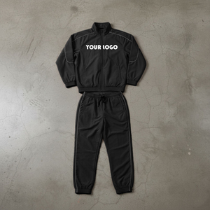 Conjunto Deportivo Personalizado de Pantalones Jogger de Nailon y Chaqueta Cortavientos para Hombre, Tela de Felpa Extra Grande con Sudadera - Product Image 4