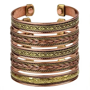 Pure Copper Grooved and Twisted <b>Rope</b> Open Cuff Therapy <b>Bracelet</b> Handmade Embossed Luxury Fashion Jewelry - Product Image 4