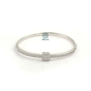 18K Gold Plated Pearl & Diamond Bangle Bracelet Classic Wedding Gift - Product Image 1