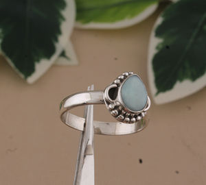 Bague de mariage classique en larimar naturel, taille poire brillante, en argent sterling 925, avec pierre bleue authentique, bijoux en gros - Product Image 2