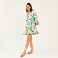 Robe Courte Bohème Florale Premium pour Femme, Sans Manches, à Volants Superposés, Idéale pour l'Été, les Vacances et la Plage, Douce et Lavable, Fournisseur OEM Personnalisé