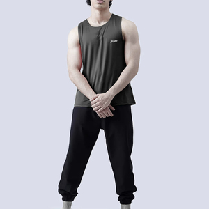 Black Wide Shoulder Crew Neck Slim Fit Tank Top Gym Fitness <b>Running</b> Vest Athletic <b>Singlet</b> Sports Jersey Wholesale - Product Image 6
